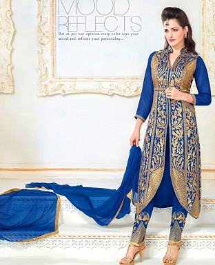 Faux Georgette Embroidered Semi Stitched Suit @ Rs1750.00