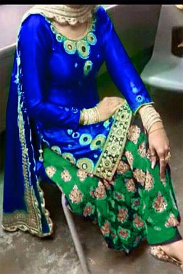 Blue Semi-Stitched Cotton Party Wear Salwar Suit @ Rs1854.00
