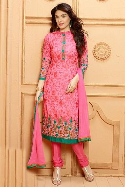 Pink Georgette Semi-stitched Salwar suit @ Rs1947.00