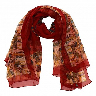 Polyster Printed Red Scarf @ Rs217.00