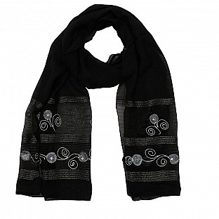 Viscose Embroidered Black Scarf @ Rs217.00