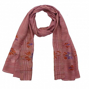 Viscose Embroidered Pink Scarf @ Rs217.00