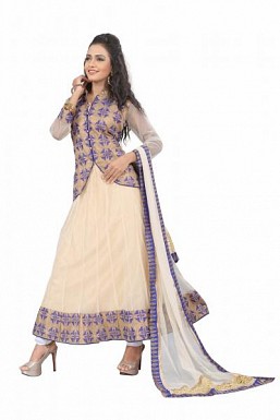 Beautiful Cream Soft Net Semi-Stitched Salwar Suit @ Rs1947.00