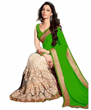 Beautiful Green Embroidery Georgette Saree @ Rs864.00