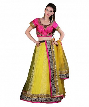 Multicolor  Georgette Embroidered Unstiched Lehenga Choli And Dupatta set @ Rs3707.00