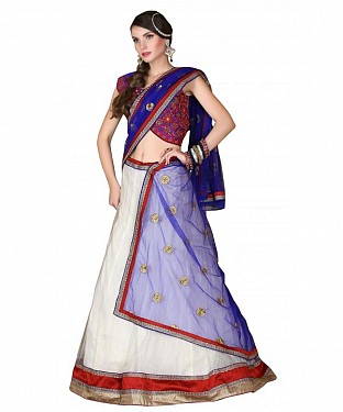 Multicolor Net Embroidered Unstiched Lehenga Choli And Dupatta set @ Rs2471.00