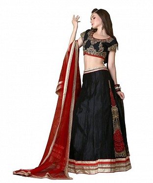Multicolor Net Embroidered Unstiched Lehenga Choli And Dupatta set @ Rs2842.00