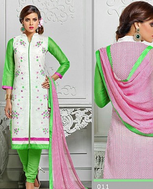 Designer Latest Green Clolor Cotton Salwar Suit Dress Material @ Rs680.00