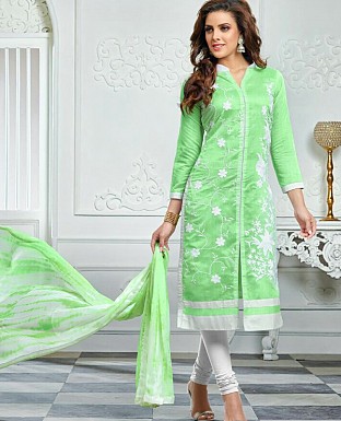 Designer Green Latest Cotton Salwar Suit Dress Material S714 @ Rs680.00