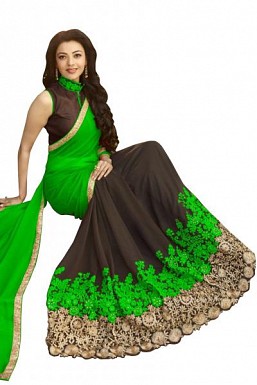 Fashion Fiza Green Color Embroidered Georgette Saree @ Rs1235.00