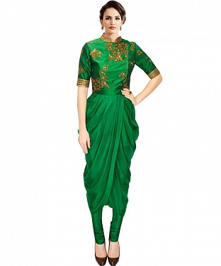 New Green Floor Touch Embroidered Designer Kurti @ Rs1112.00