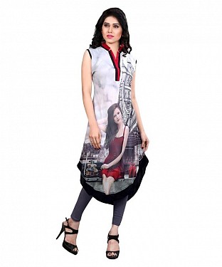 Multicolor Georgette Printed Party Wear Umbrella Style Stitched Designer Kurti For Women @ Rs803.00