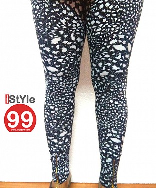 Modern Stretchable Legging with Ankle Zipper - Black Print @ Rs360.00
