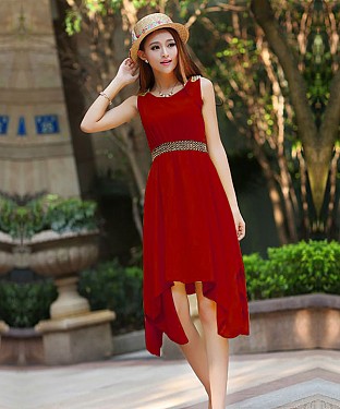Designer Red Colour Semi Stitched Western Wear @ Rs741.00