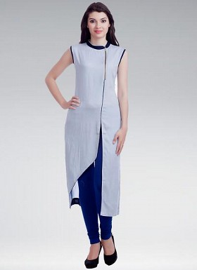 New Latest White Designer Stitched Cotton Kurti @ Rs617.00
