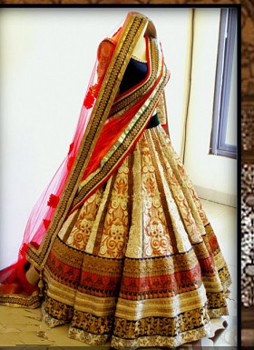 Multi Colour Bridal Lehenga Choli @ Rs2472.00