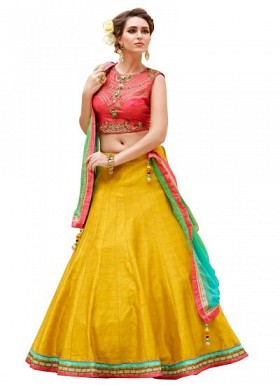 vandvshop Fancy Banglori Silk red And Yellow Lehegha Choli @ Rs1297.00
