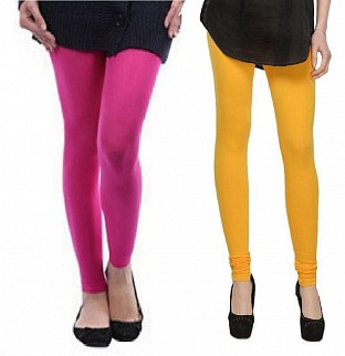 Cotton Pink and Yellow Color Leggings Combo @ Rs407.00