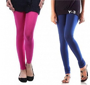 Cotton Pink and Blue Color Leggings Combo @ Rs407.00