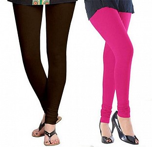 Cotton Dark Brown and Pink Color Leggings Combo @ Rs407.00
