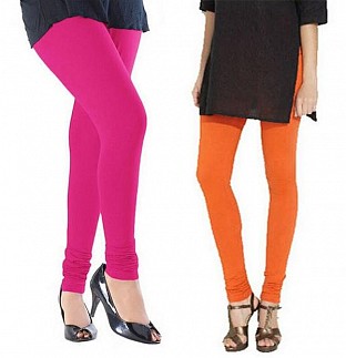 Cotton Pink and Orange Color Leggings Combo @ Rs407.00