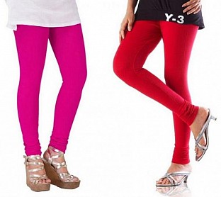 Cotton Red and Pink Color Leggings Combo @ Rs407.00