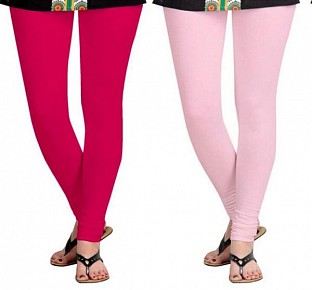 Cotton Red and Light Pink Color Leggings Combo @ Rs407.00
