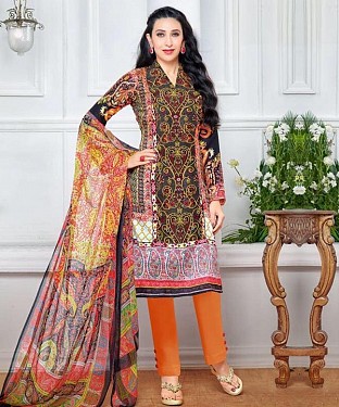 Unstitched Long Straight Pakistani style elegant printed suit for summer @ Rs1113.00