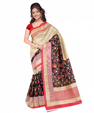 Multicolor printed bhagalpuri saree with blouse piece @ Rs494.00