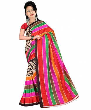Multicolor printed bhagalpuri saree with blouse piece @ Rs494.00