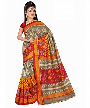 Multi Color Bhagalpuri silk saree with blouse piece @ Rs494.00