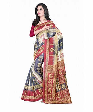 Multi Color Bhagalpuri silk saree with blouse piece @ Rs494.00