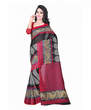 Black Color Bhagalpuri silk saree with blouse piece @ Rs494.00