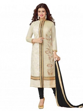 Cream color Cotton Printed Unstitched Dress Matrieal @ Rs1731.00