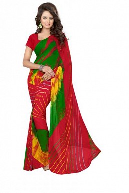 New Printed Red Heavy Nazneen Casual Saree @ Rs988.00