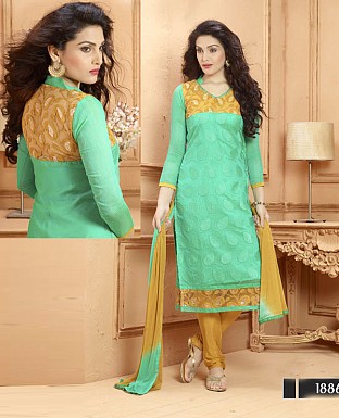 NEW DESIGNER YELLOW AND GREEN STRAIGHT SUIT @ Rs1606.00