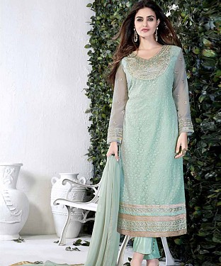 THANKAR SKY GORGETTE WITH SIPLI WORK STRAIGHT SUIT @ Rs1791.00