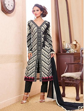THANKAR BLACK PARTY WEAR STRAIGHT SUIT @ Rs1668.00