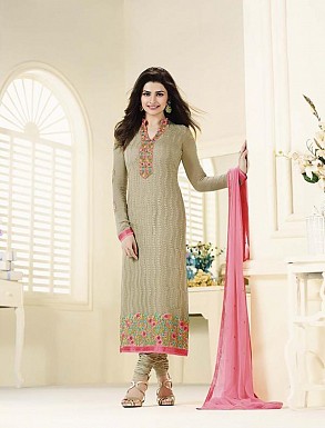 GREY GEORGETTE STRAIGHT SUIT @ Rs2100.00