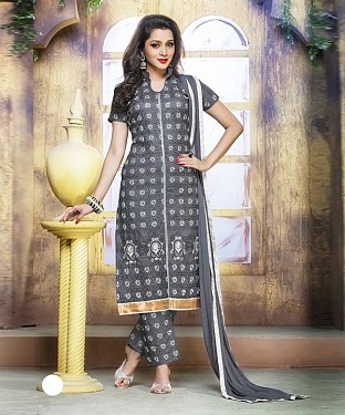 GREY COTTON STRAIGHT SUIT @ Rs1050.00