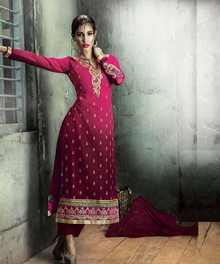 PINK EMBROIDERY GEORGETTE STRAIGHT SUIT @ Rs1606.00