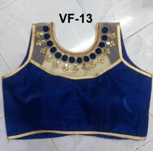 Panchi Blue Banglori Silk Embroidered Stitched Blouse @ Rs607.00