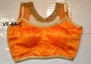 Panchi Orange Banglori Silk Embroidered Stitched Blouse @ Rs792.00