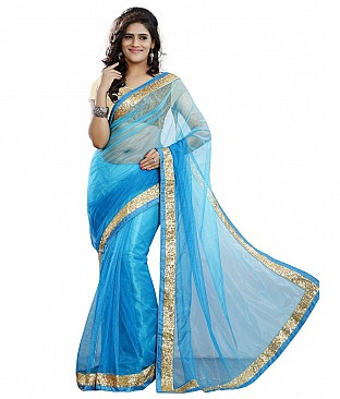 Style Sensus Blue Net Saree @ Rs2800.00