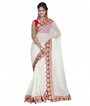 Style Sensus Pink Faux Georgette Saree @ Rs2077.00