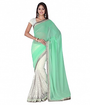 Embroidered Saree With Blouse Piece  Faux Georgette @ Rs2162.00