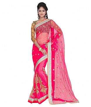Style Sensus Pink Net Saree @ Rs2704.00