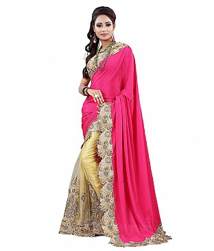 Embroidered Faux Georgette Saree With Blouse Piece @ Rs2574.00