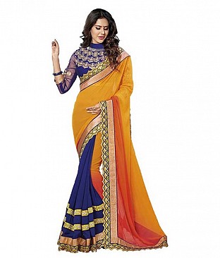Embroidered Faux Georgette Saree With Blouse Piece @ Rs2677.00