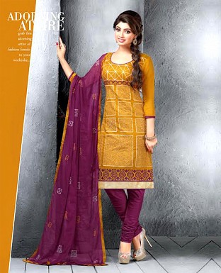 Chanderi Cotton Embroidered Salwar Suit @ Rs744.00